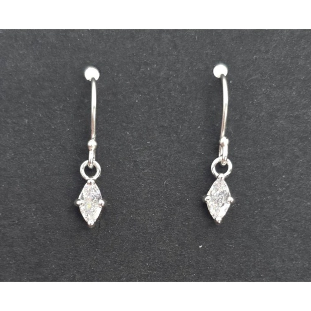 Moissanite Dangle Earrings Sterling Silver Hooks Diamond Shape Dainty 6.2 mm NEW